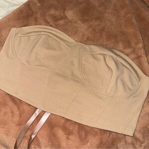 Tan Strapless Bustier Top